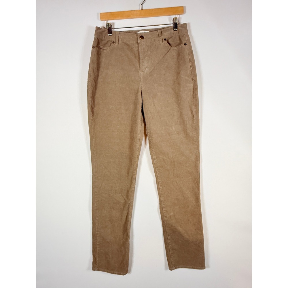 Coldwater Creek 8Tall Corduroy Pants Tan Womens Straight Preppy‎ Coastal Quiet